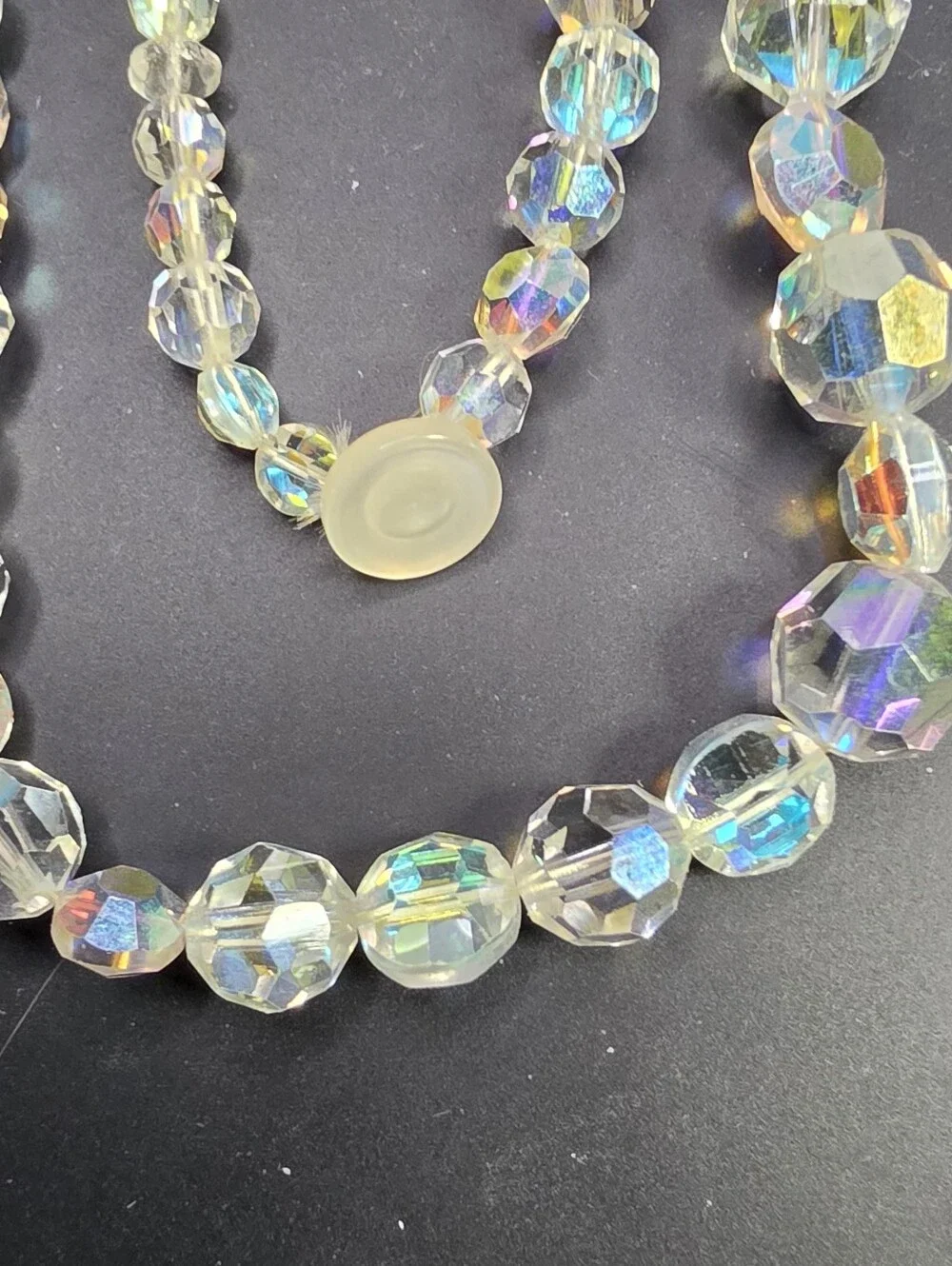 Aurora Crystal Bead Necklace - Iridescent Clear